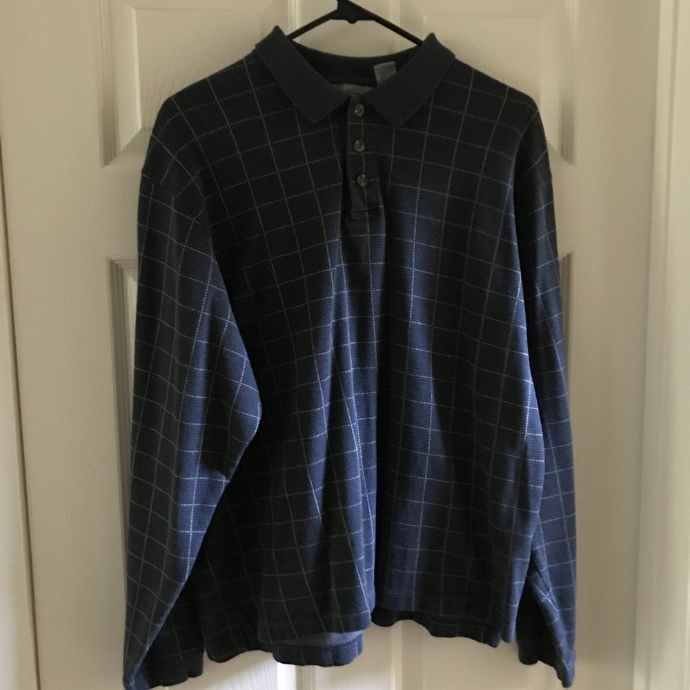 Eddie Bauer Mens Large pullover shirt cotton large grey check pattern